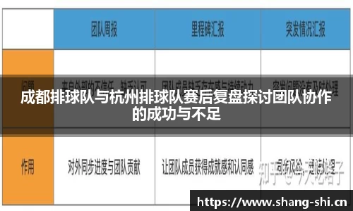 成都排球队与杭州排球队赛后复盘探讨团队协作的成功与不足
