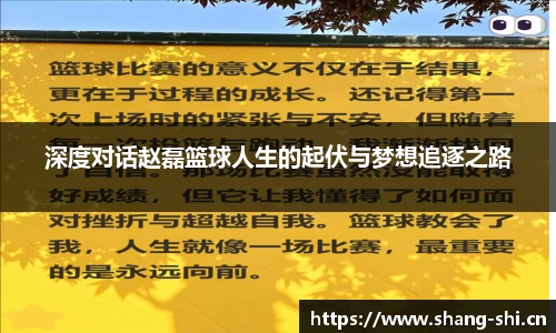 深度对话赵磊篮球人生的起伏与梦想追逐之路